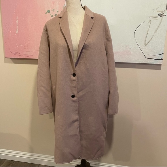 ALLSAINTS Anya Wool-blend Coat In Quartz Pink Pockets 2 Buttons NWT $525 - Picture 2 of 12
